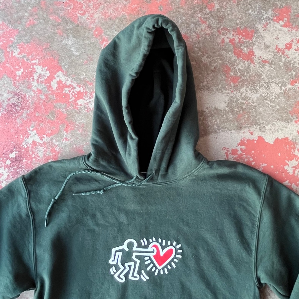 Keith Haring Puff Icons Hoodie Sweatshirt Urban Outfitters NWOT Heart